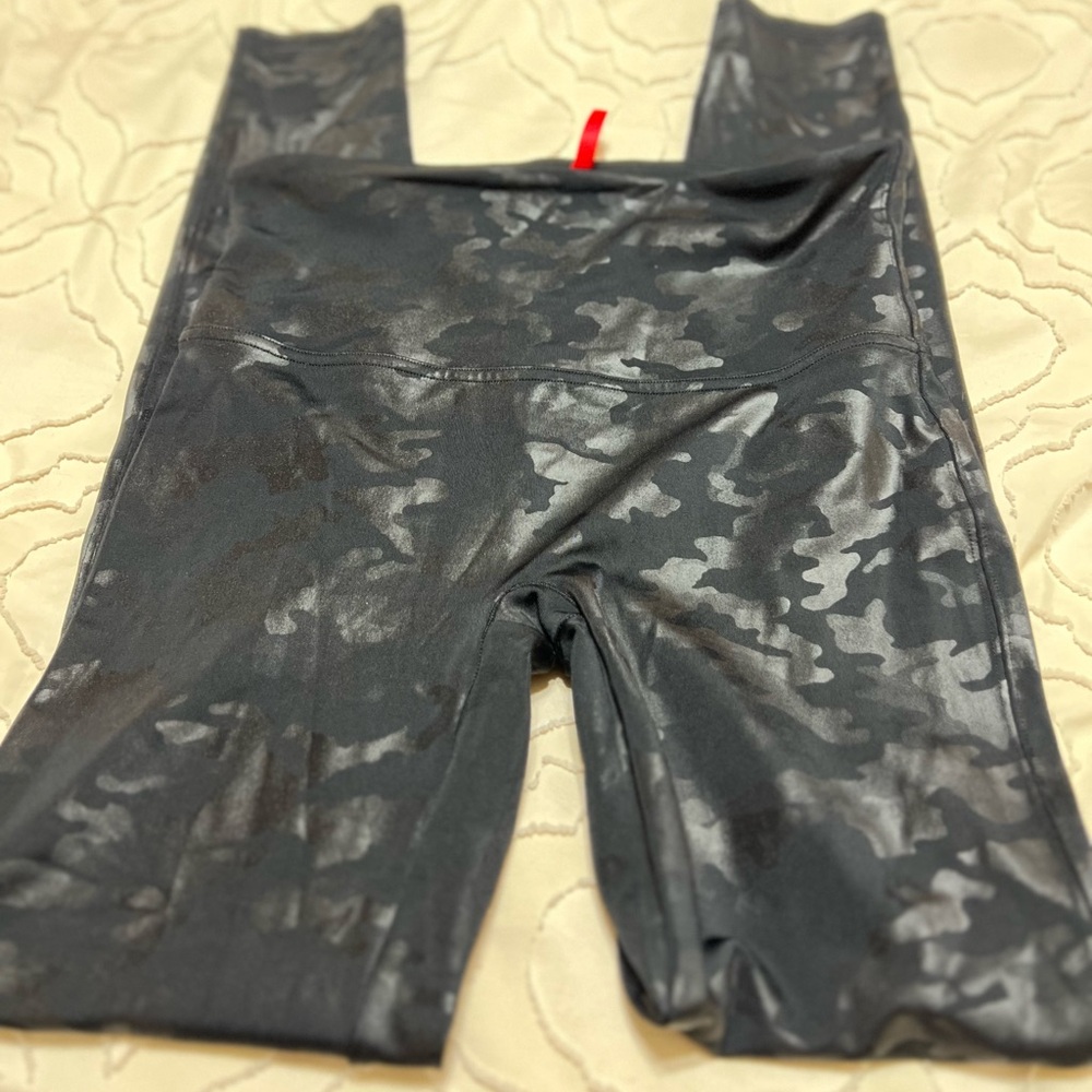 Spanx faux leather camo leggings